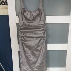 S.L. Fashions Shimmering Silver Midi Dress